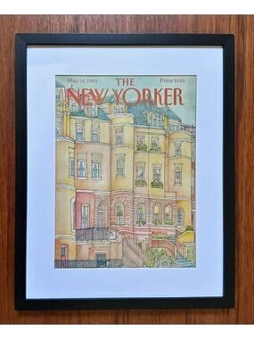 Framed 1984 The New Yorker Magazine May 14 Iris Van Rynbach City Brownstones